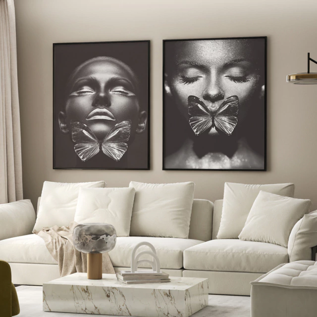 Duo Quadro Conceitual Rosto Feminino