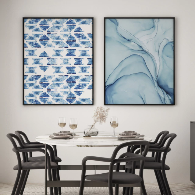 Duo Quadros Abstratos Azuis III