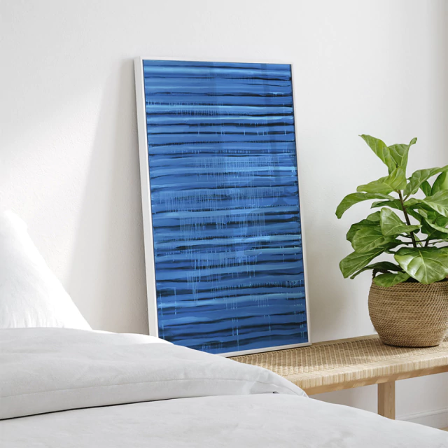 Quadro Abstrato Azul Blue Stripes