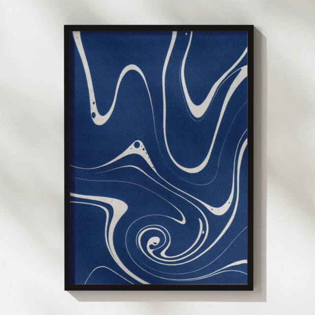Quadro Abstrato Cerúleo em Movimento