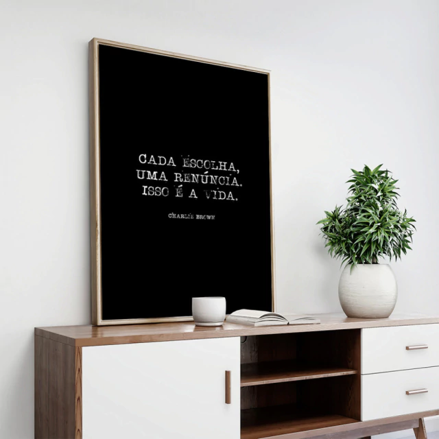 Quadro Frase Charlie Brown - Fundo Preto