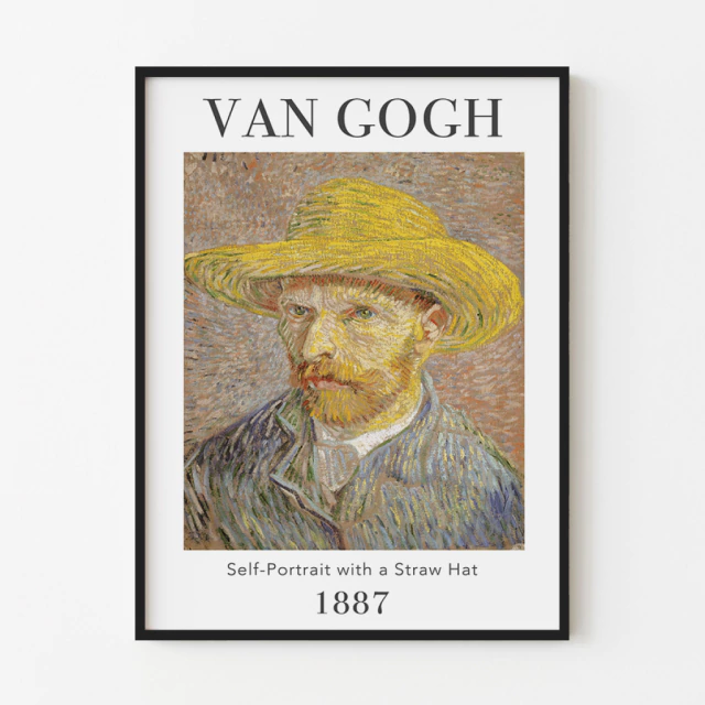 Quadro Self-Portrait with a Straw Hat, by Van Gogh
