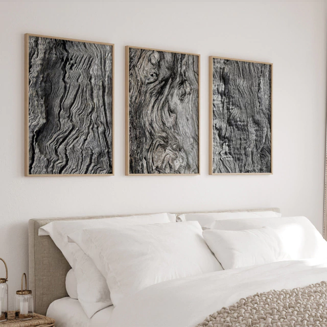 Trio Quadros Abstratos Woods
